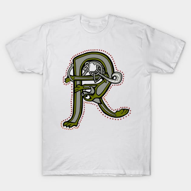 Celtic Cat Letter R T-Shirt by Donnahuntriss